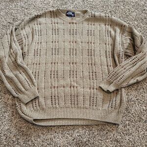 Men's Classic Beige Patterned Crewneck Sweater